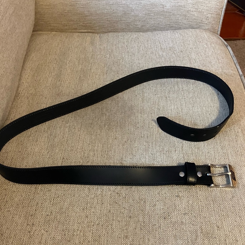 Men’s Dickies black leather belt with silver buckle - Picture 2 of 7